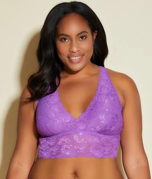 Cosabella Women's Never Say Never Extended Plungie Longline Bralette, Purple, 1x Size, Lace Bralette