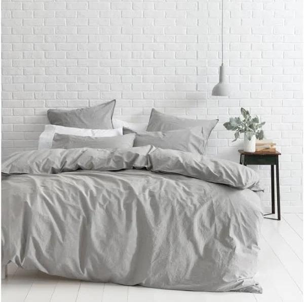 Canningvale Vintage Softwash Cotton Queen Quilt Cover Set - Smokey Grey Melange