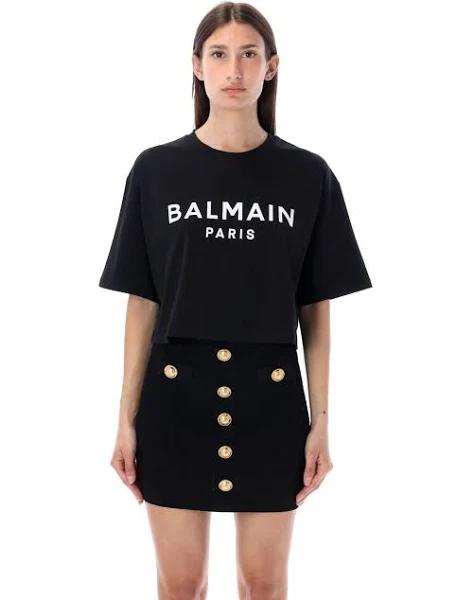 Balmain Black Cropped T-Shirt