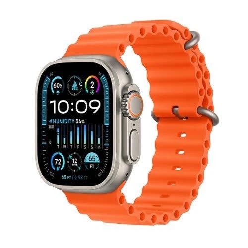 Apple - Apple Watch Ultra 2 GPS Cellular 49mm Titanium Case with Orange Ocean Band - Titanium - MREH3LL/A - 194253826453