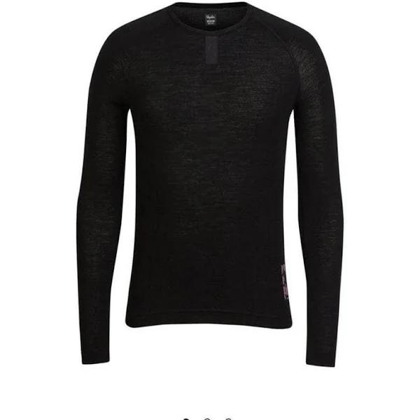 Rapha Mens Merino Long Sleeve Base Layer - Black, Black / X-Large