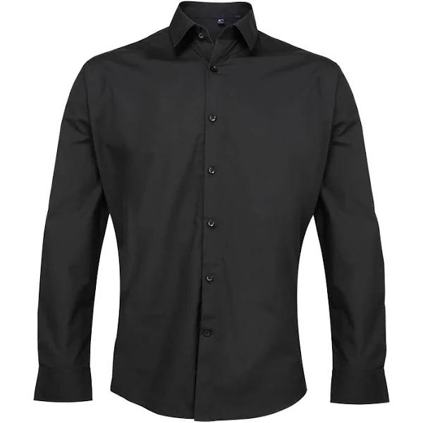 Premier - Supreme Long Sleeve Poplin Shirt - Black - 18.5