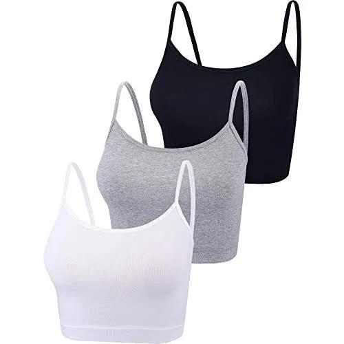 Boao 3 Pcs Crop Camisole Top Spaghetti Strap Tank Sleeveless Crop Tank Top For Women Sports