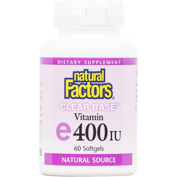 Natural Factors Clear Base Vitamin E 400 IU 60 Softgels