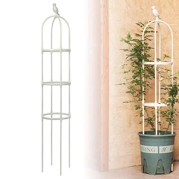 Anothera Garden Trellis For Climbing Plants 6ft Outdoor Tower Obelisk Garden Trellis Tall Potted Plants Support Flowers (White)