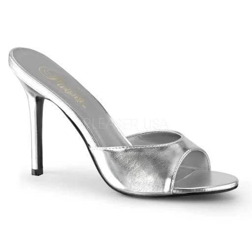 CLASSIQUE-01, 4" Heel Slide in Silver 5