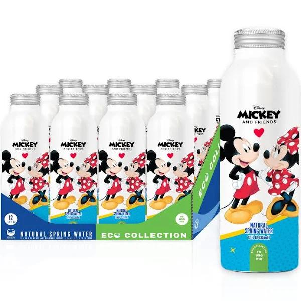 Disney Water Disney Mickey and Minnie Mouse Aluminum Water Bottle by Disney Water for Unisex - 12 x 12 oz Water