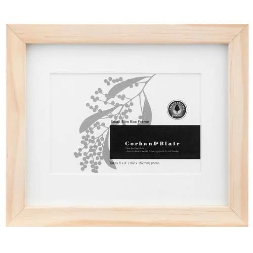 Corban & Blair 6 x 4" Slim Box Photo Frame with Mat Colour: Natural - Pay with AfterPay or zipPay On Picture Frames