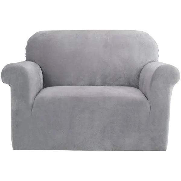 Artiss Velvet Sofa Cover Plush Couch Cover Lounge Slipcover 1 Seater Grey