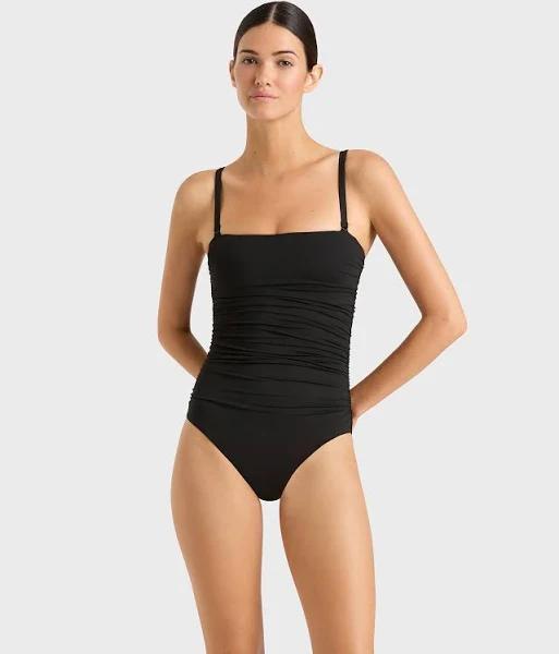 Bondi Born Raya Designer One Piece Swimsuit in Black Black / XS