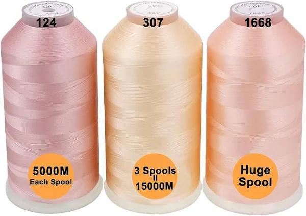 New brothread Set of 3 Flesh Colors Polyester Machine Embroidery Thread Huge Spool 5000m For All Embroidery Machines