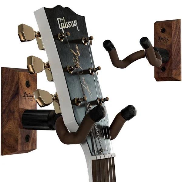 String Swing Guitar Hanger - Holder for Electric Acoustic and Bass Guitars - Stand Accessories Home or Studio Wall - Musical Instruments Safe