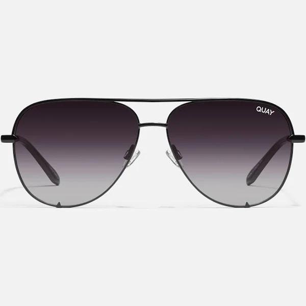 Quay Aviator Sunglasses (Black Frame/Smoke Lens) - Oversized Fit, Womens & Mens - Medium Fit, Womens & Mens | Metal Frame | High Key Large | Quay