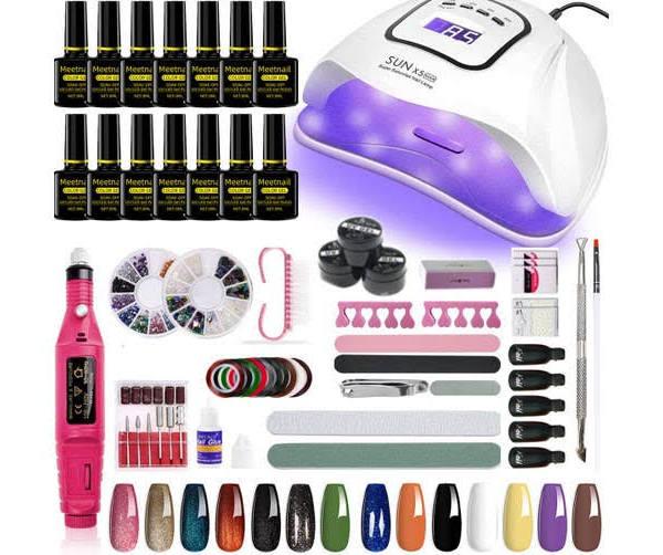 110pcs Full Gel Nail Polish LED Lamp Dryer Nail Manicure Set