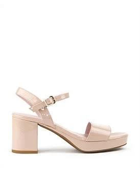 David Jones Edward Meller Sylas75 Platform Sandal in Nude Patent, Size 39 EU