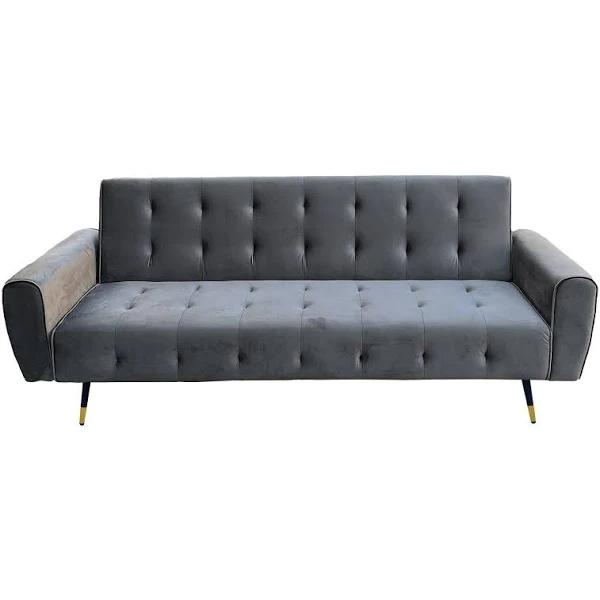 Ava Tufted Velvet Sofa Bed by Sarantino - Dark Grey