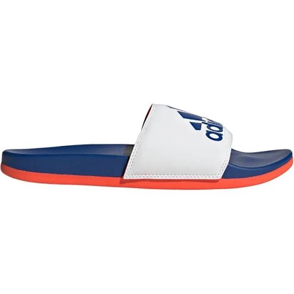 Adidas Men's Adilette Comfort Slides - White/Blue/Solar Red 7