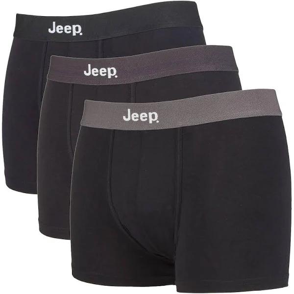 Jeep - 3 Pk Mens Cotton Rich Fitted Trunks Black S