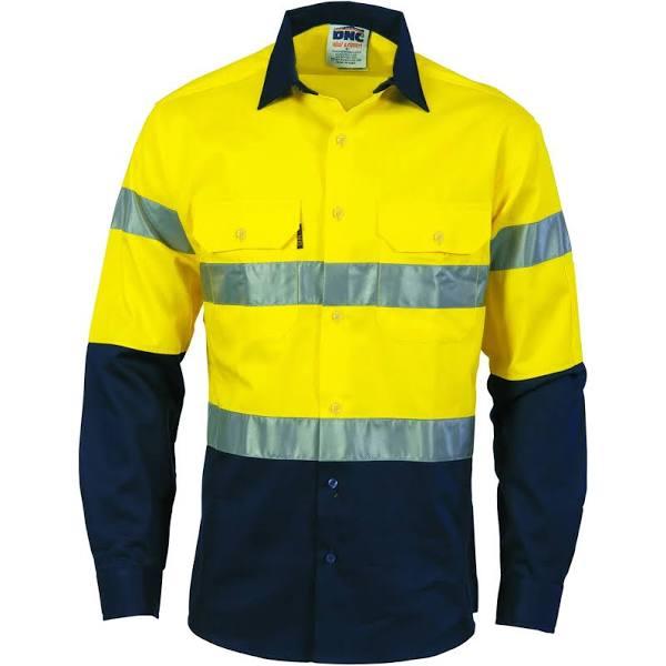 DNC HiVis D/N 2 Tone Drill Shirt - Yellow/Navy - 8XL