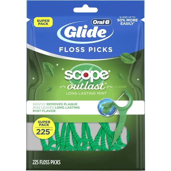 Oral-B Glide with Scope Outlast Dental Floss Picks, Mint, 225 Picks