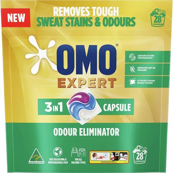 Omo Expert 3 in 1 Odour Eliminator Laundry Detergent Capsules 28 Pack