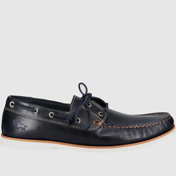 Wild Rhino Byron Navy Leather Navy Boat Shoes Casual Mens Shoes