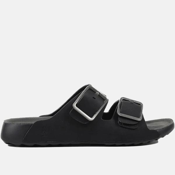 Hush Puppies Mens Black/ Grey Hoges Comfort Shoes Slide Sandals