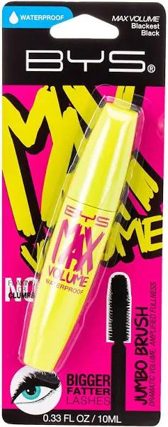 BYS Max Volume Mascara Waterproof Blackest Black 10g