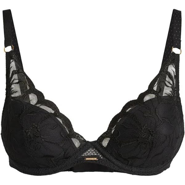 Chantelle Fleurs Plunge T-Shirt Bra Black / 12B (34B)