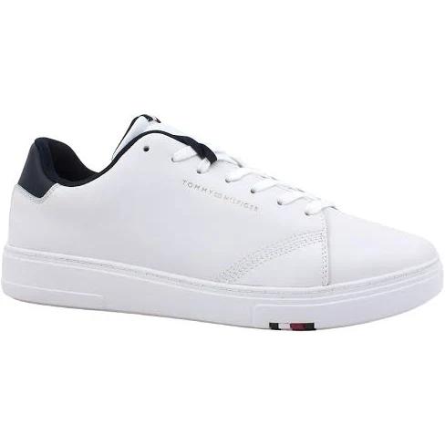 Tommy Hilfiger Elevated Cupsole Leather Sneaker in White 44