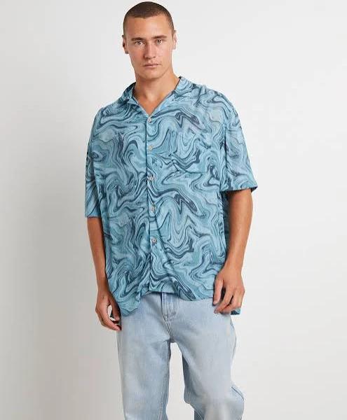 Insight Mens Efforts Short Sleeve Resort Shirt in Blue Size Small