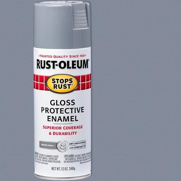 Rust-Oleum 7786830 Stops Rust Spray Paint, 12 oz, Gloss Smoke Gray