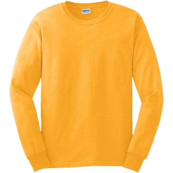 Men's Premium Cotton Long Sleeve T-Shirt Gold - Gildan GN186 - Size 2XL