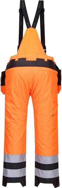 Portwest Mens PW3 Hi-Vis Work Trousers Orange/Black L