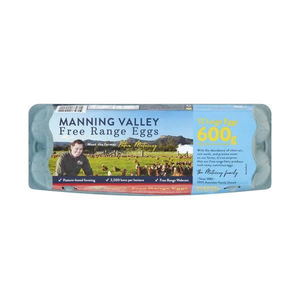 Manning Valley Free Range Large Eggs 12 Pack 600g