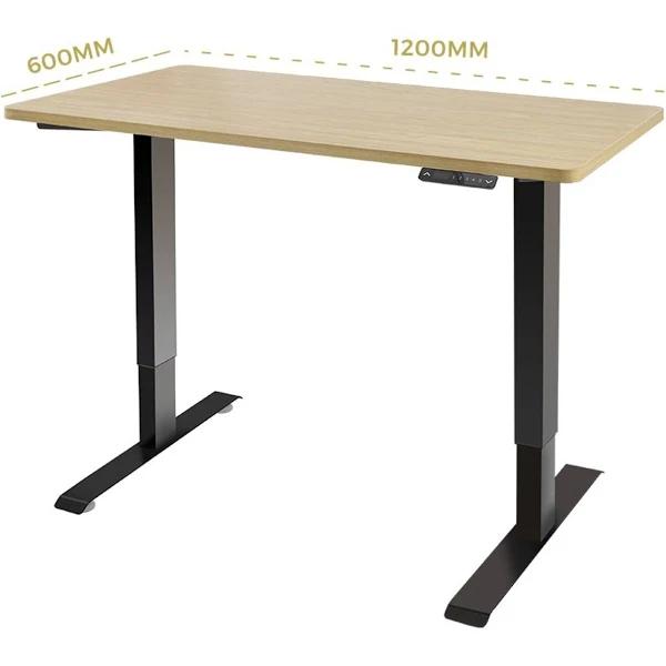 Lazy Maisons 80kg Motorised Electric Height Adjustable Standing Desk - Black Frame - oz Oak Desktop 120cm