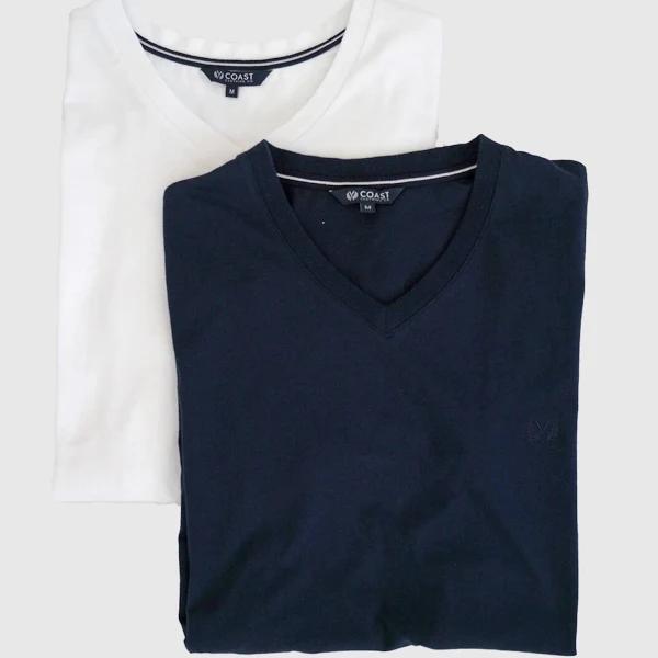 Coast Clothing Co 2 Pack V Neck Essential Tees Navy M