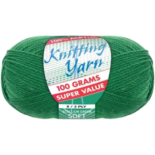 Green Knitting Wool Yarn 100g 8 Ply 1 Roll 100% Acrylic