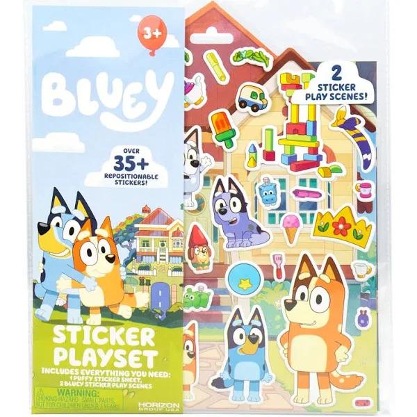 Bluey Sticker Playset, Reusable Bluey Stickers for Kids, Interactive Puffy Sticker Play Set, Perfect Bluey Birthday Party Gift, Road Trip Toy,