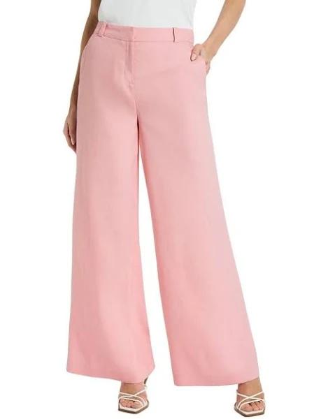 David Lawrence Chaya Wide Leg Linen Pant in Pink 14