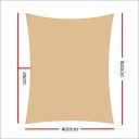 Instahut 4 x 5m Waterproof Rectangle Shade Sail Cloth - Sand Beige