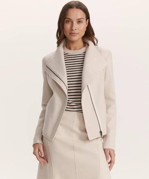 Saba Women's Karla Wool Biker Jacket in Soft Stone Size 10