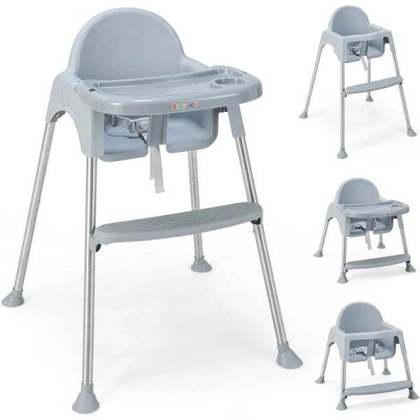 Giantex 4-in-1 Baby High Chair Foldable Infant Booster Seat Toddler Feeding Chair w/Removable Tray Grey