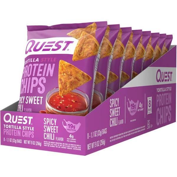 Quest Protein Chips, Tortilla Style, Spicy Sweet Chili - 8 pack, 1.1 oz bags