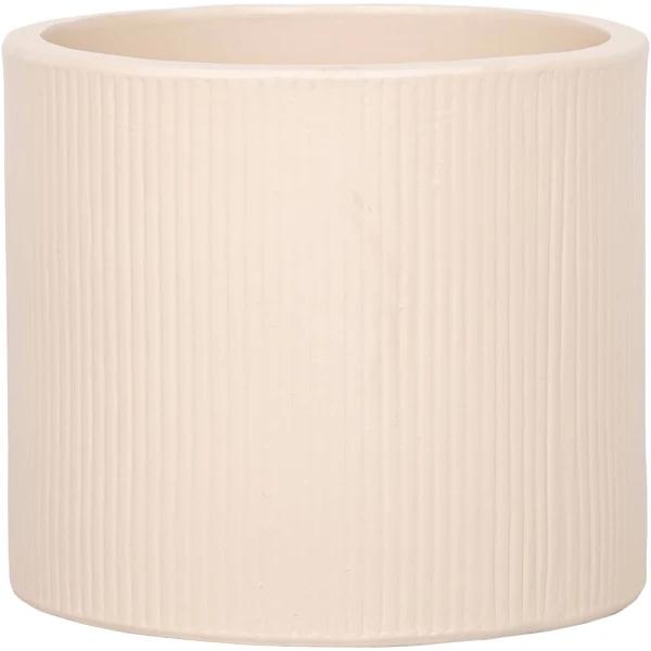 Lotus 220 x 250mm Cream Large Linear Round Ceramic Foot Pot