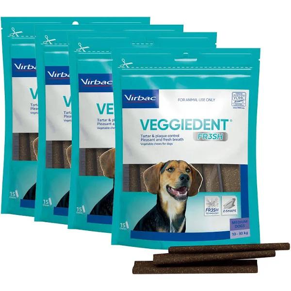 Veggiedent Fr3sh Medium Dental Treats for Dogs 10-30kg 60 Pack