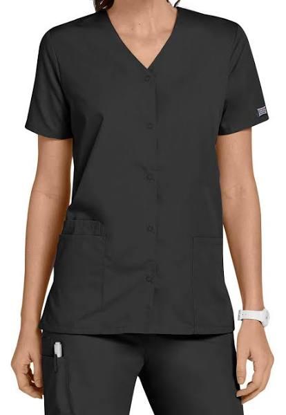 Cherokee Workwear 4770 Scrubs Top Womens Snap Front V-Neck Pewter