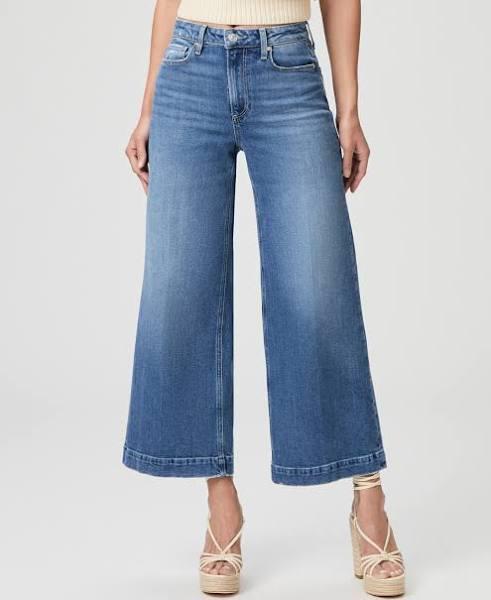 Paige Harper High Rise Ankle Wide Leg Jeans in All That Distressed