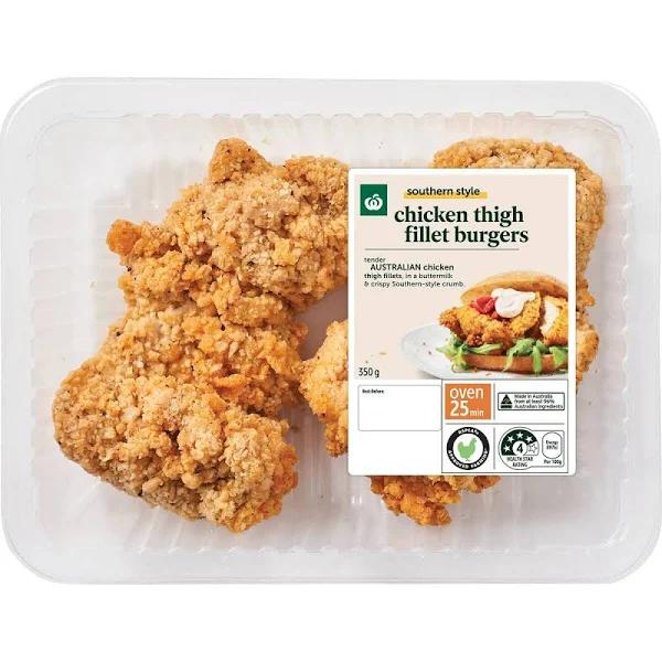 Woolworths Southern Style Buttermilk Chicken Thigh Fillet Burgers 350g