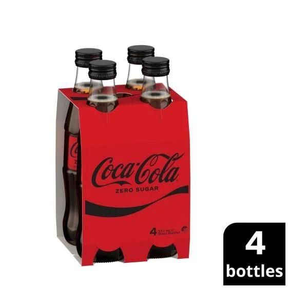 Coca-Cola No Sugar 300ml Glass Bottle Pack 4